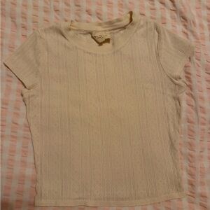 Sezane Cream Pointelle Camil T shirt